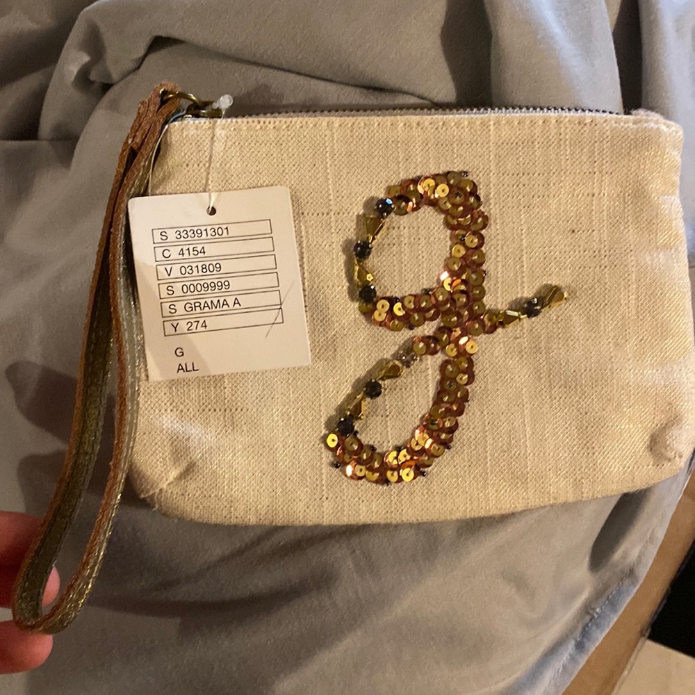 Anthropologie Monogrammed "G" zip pouch